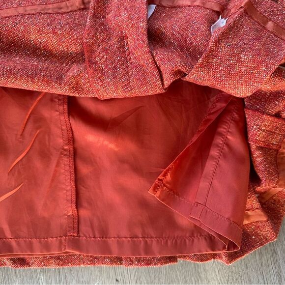 Vintage Talbots Wool Silk Tweed Skirt Salmon Red Women’s 6 Petite Italian - Picture 4 of 6